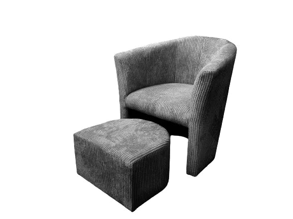 Fauteuil LINA + pouf velours cotelé