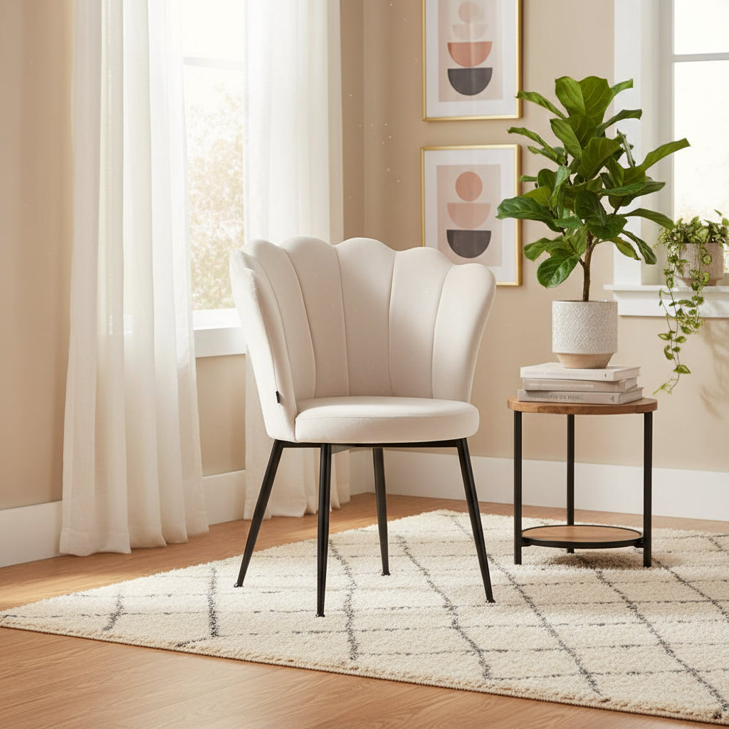 Lot de 2 chaises NYMPHEA pieds métal noir assise Velours #couleur_beige