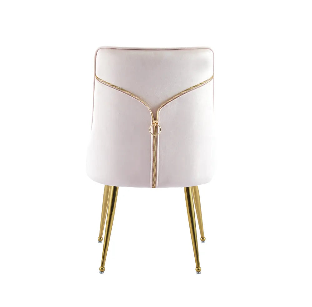 Lot de 2 chaises luxury ZIP en velours pieds Gold - Rose