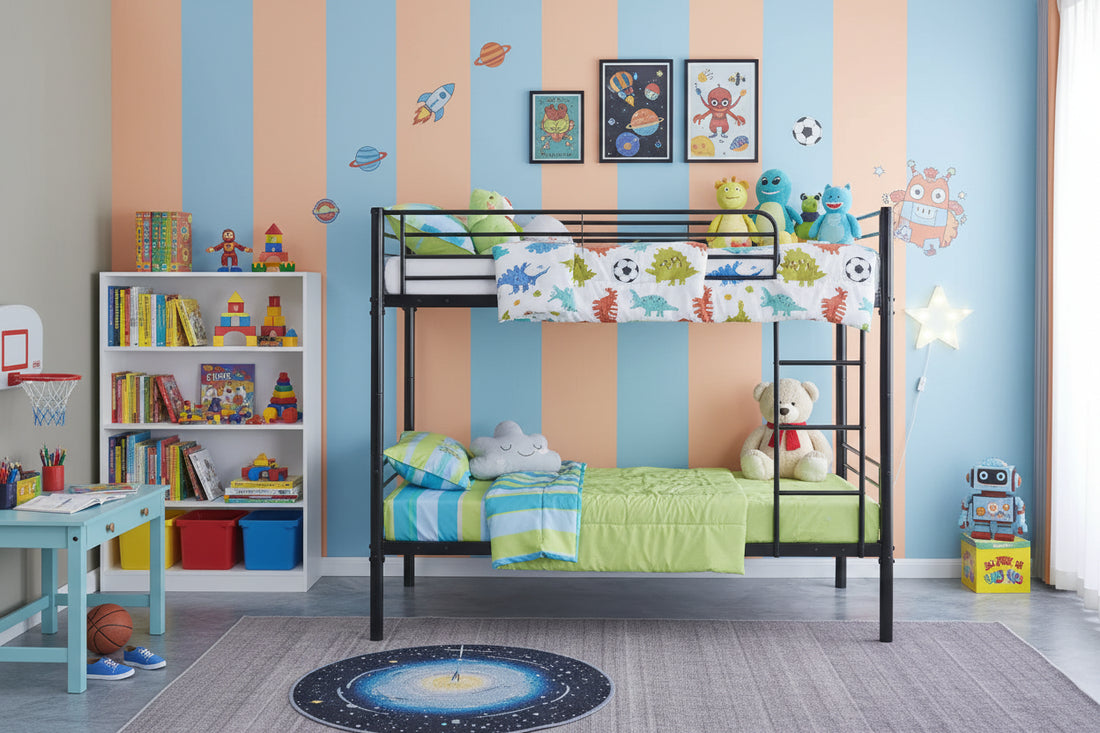 Pack Lit superposé séparable métal 2 couchages 90x190 cm noir + matelas LUNA