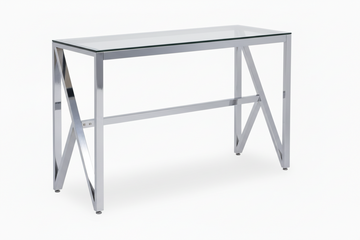 Console métal chrome verre transparent 120x40x78 cm MAJESTIQUE