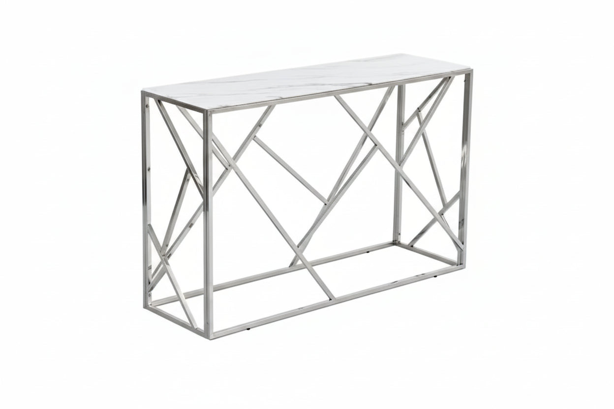 Console Inox Verre Trempé 120x40x78 cm GEOMAG
