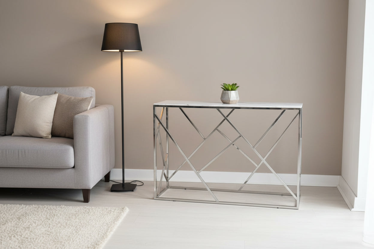 Console Inox Verre Trempé 120x40x78 cm GEOMAG