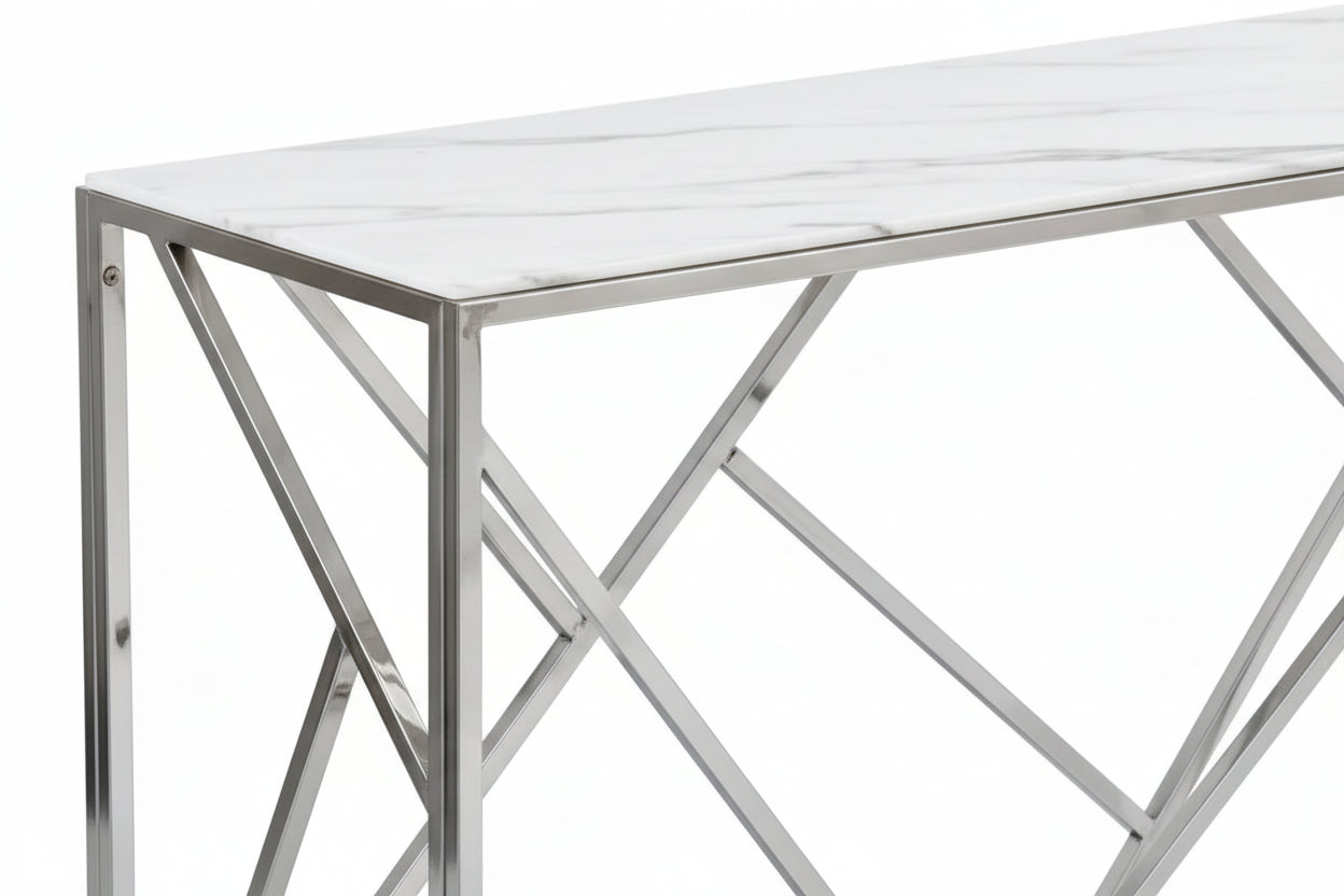 Console Inox Verre Trempé 120x40x78 cm GEOMAG
