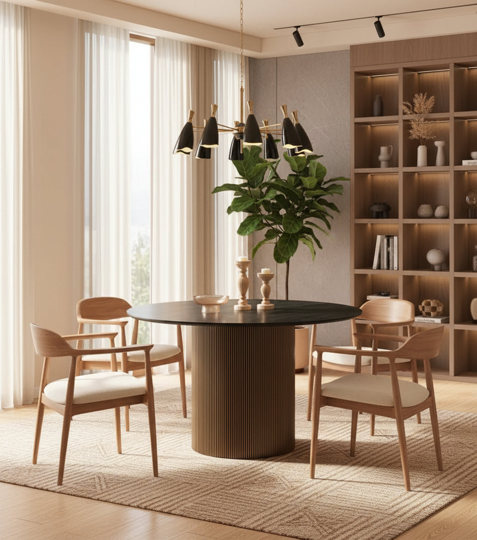 Table à manger BAIETA en bois #couleur_noir-et-gold