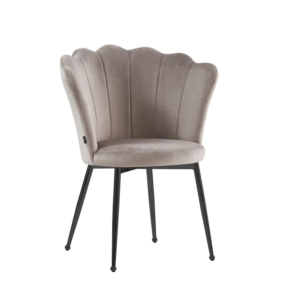 Lot de 2 chaises NYMPHEA pieds métal noir assise Velours #couleur_moka