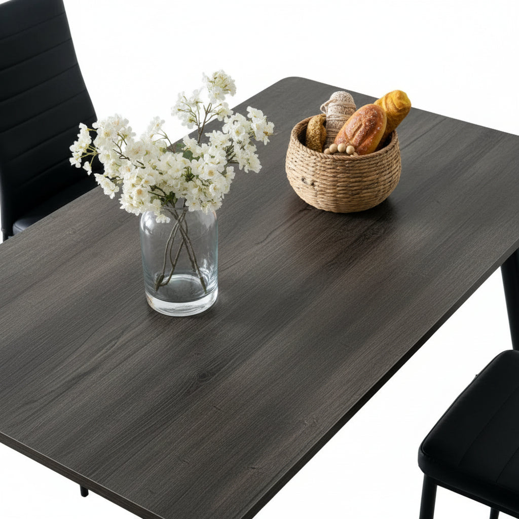 Table à Manger Industrielle Bois Effet Chêne Marron & Métal Noir – 120×70 cm – AMMO