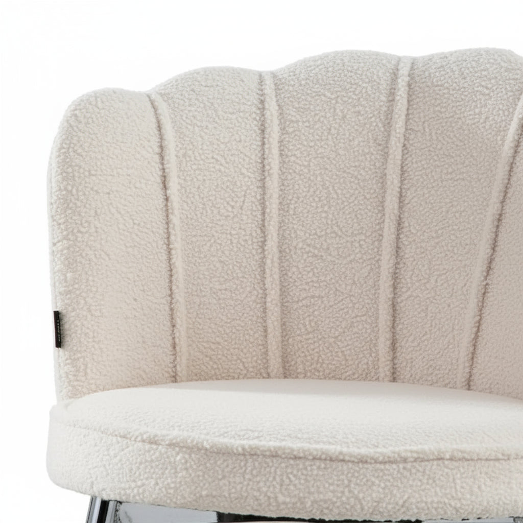 Lot 2 tabourets bar velours blanc réglables pieds chrome NYMPHEA