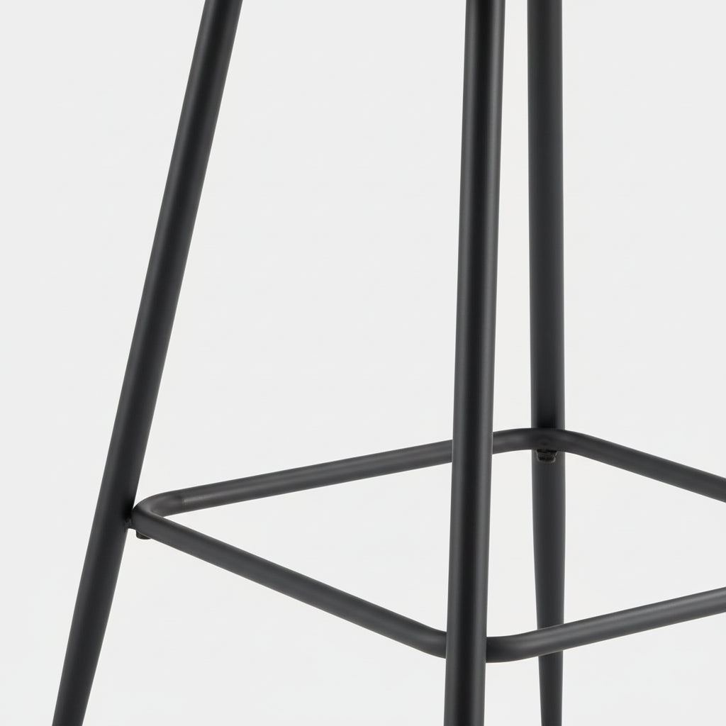 Lot 2 Tabourets de Bar Athena Velours Beige Pieds Métal Noir 47x41x104cm