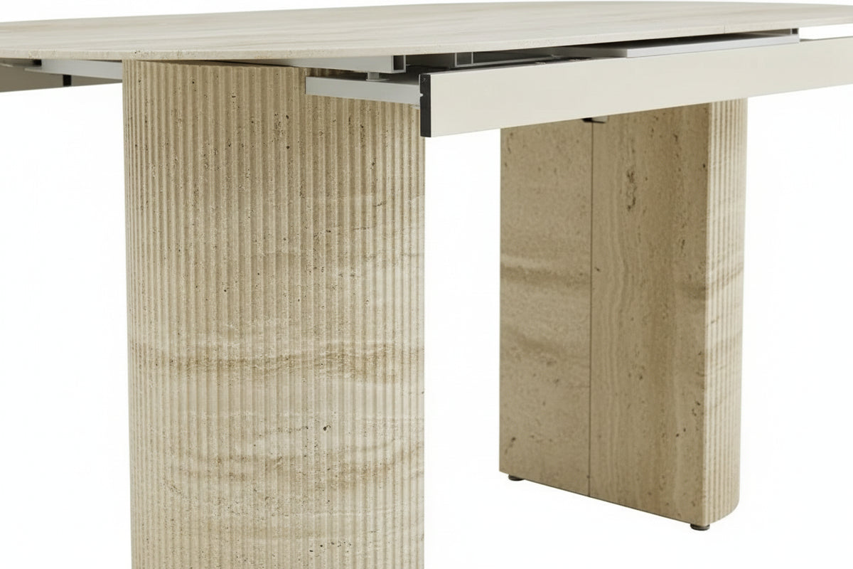 Table extensible SAHARA effet travertin 160/200x90 cm