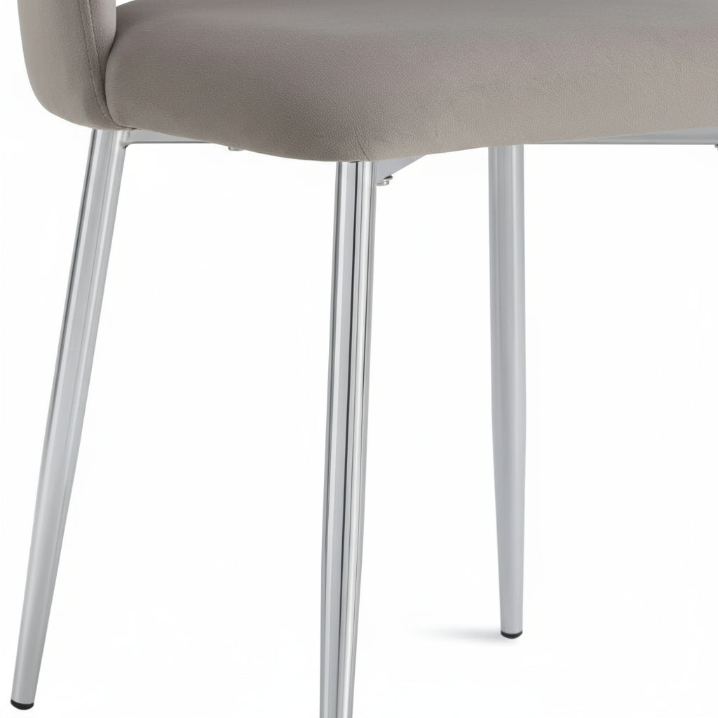Lot de 4 chaises AVA Chrome en Velours Gris