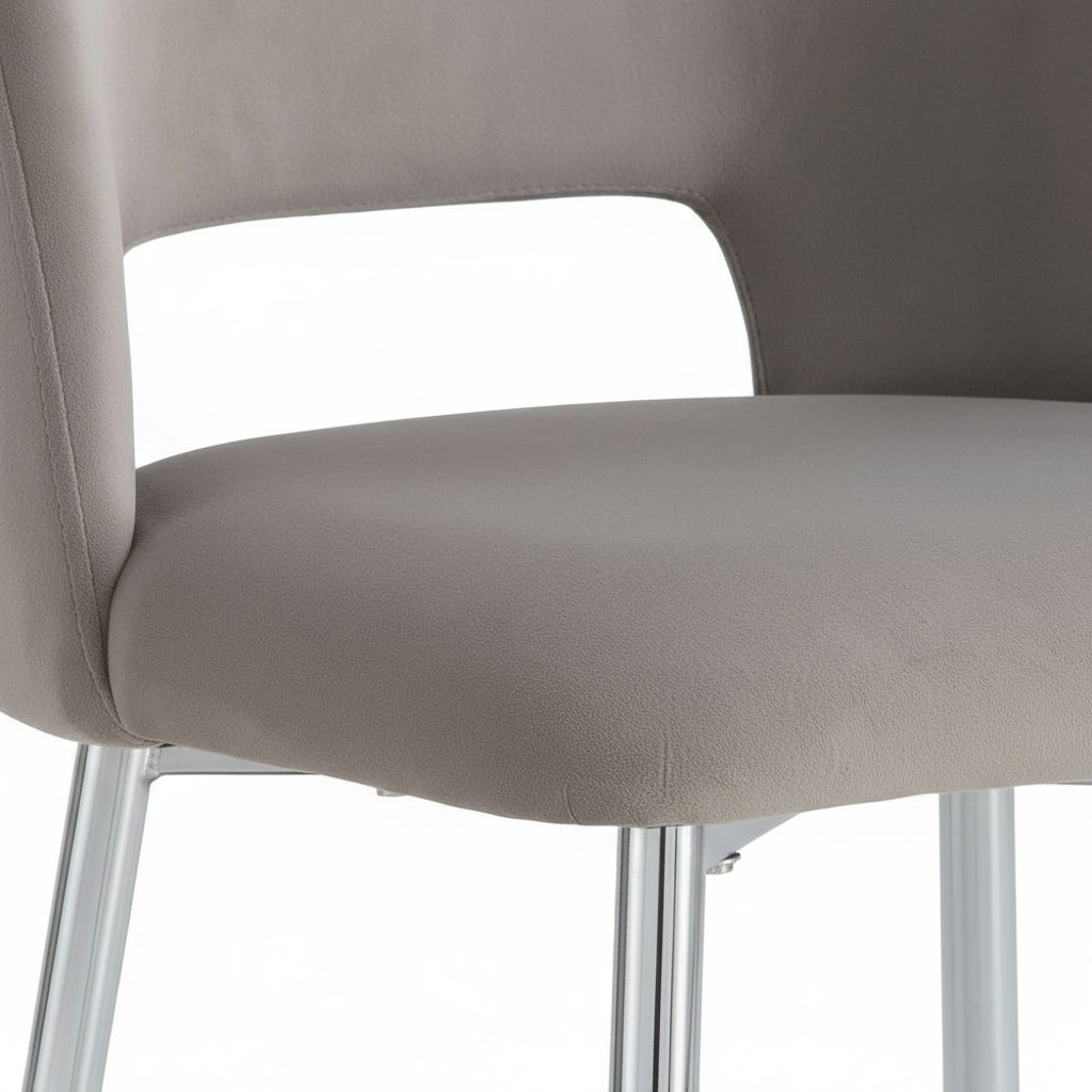 Lot de 4 chaises AVA Chrome en Velours Gris