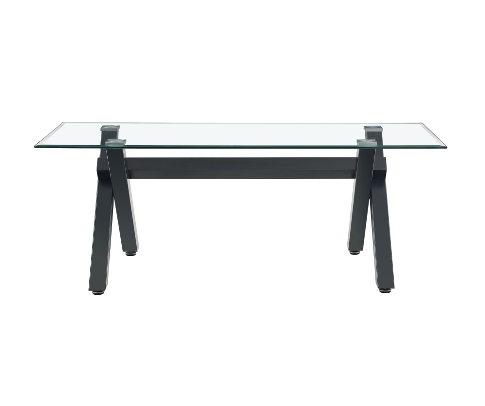 Table Basse IXE Métal Chrome Plateau Verre Trempé Transparent 120x60x45cm