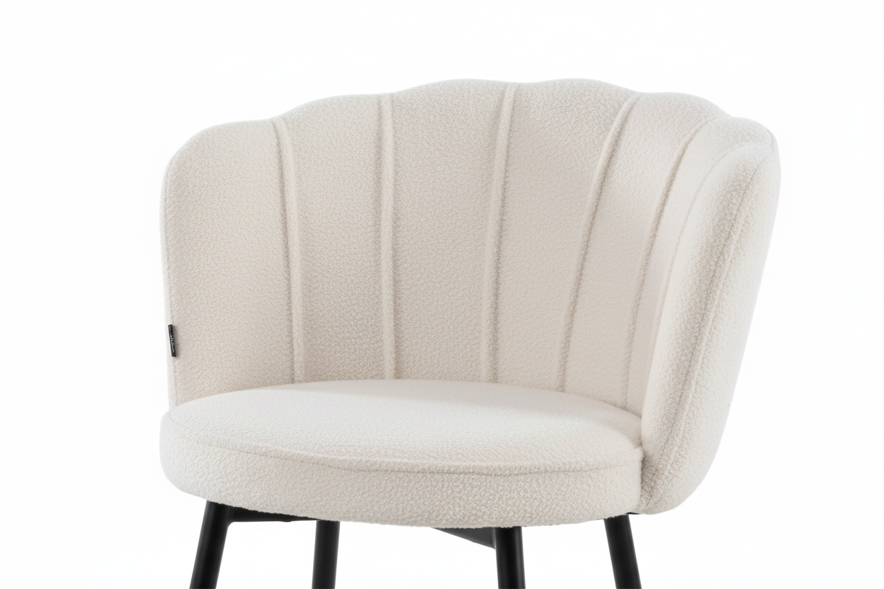 Lot de 2 tabourets de bar velours blanc doudou pieds métal noir - NYMPHEA