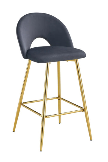Lot de 2 tabourets de bar TEDDY pied gold velours #couleur_anthracite