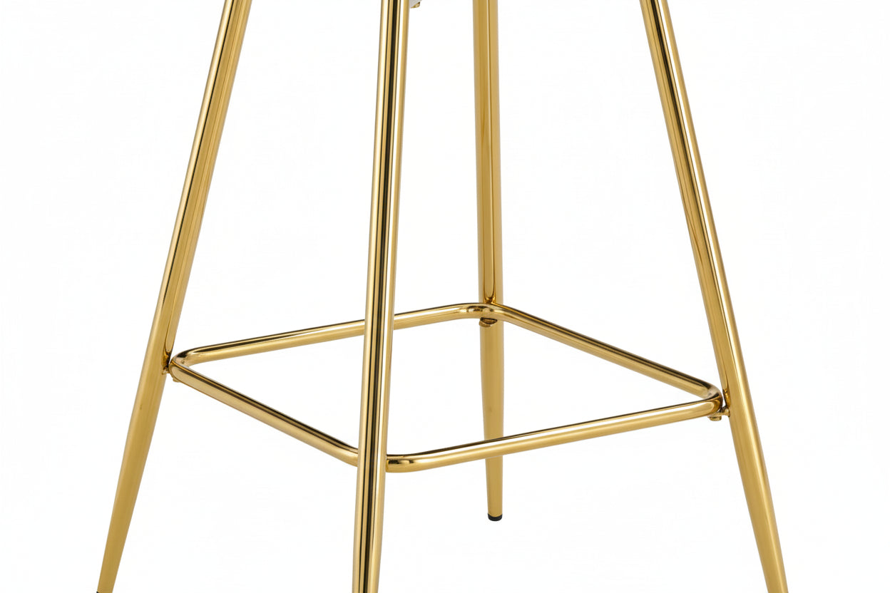 Lot 2 Tabourets de Bar Teddy Velours Anthracite Pieds Gold 47x36x98cm
