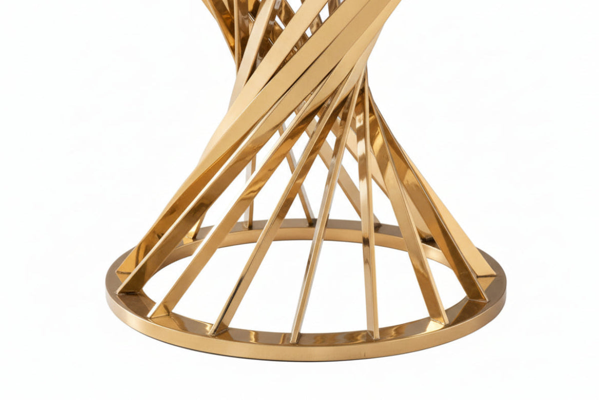 Table à manger ronde en verre trempé effet marbre blanc Chrome - NAUTILUS#couleur_marbréblanc_Gold