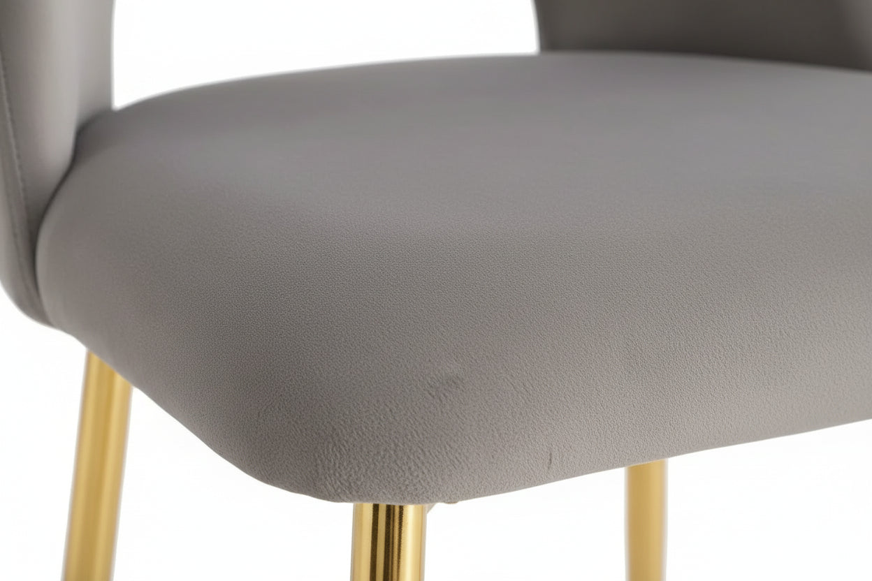 Lot 4 Chaises Salle à Manger Velours Gris Pieds Gold Design Moderne – AVA