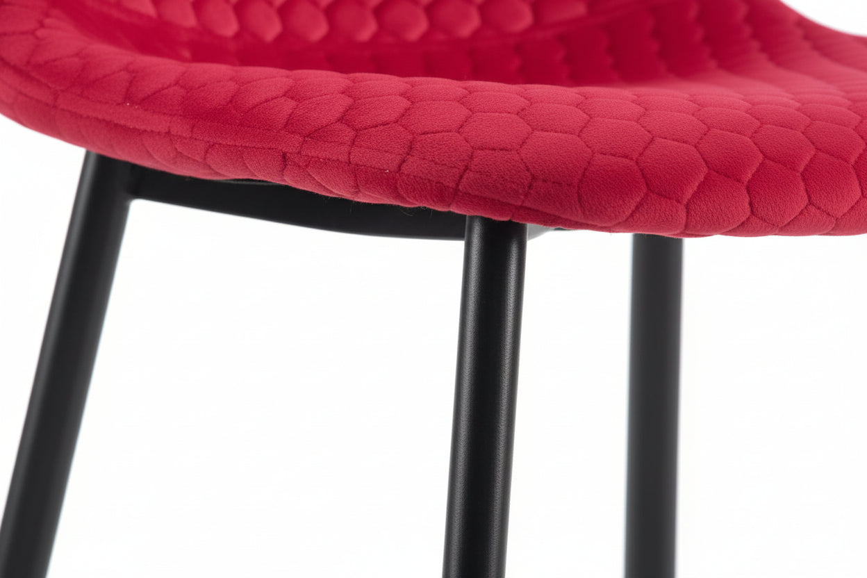 Lot 4 Chaises Salle à Manger Scandinave Alvéole Velours Fuchsia Pieds Métal Noir