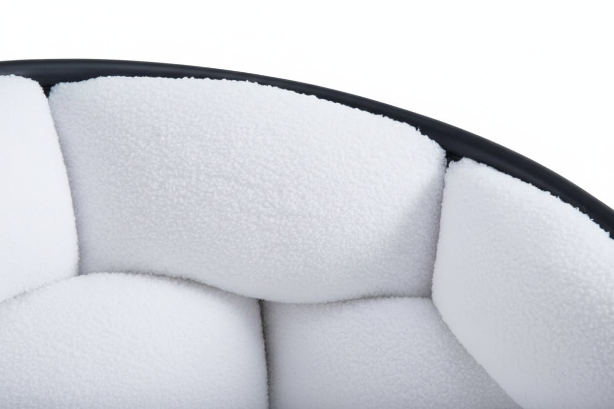 Lot 2 Chaises Salle à Manger Ballon Doudou Blanc Pieds Métal Noir 65x68x78cm