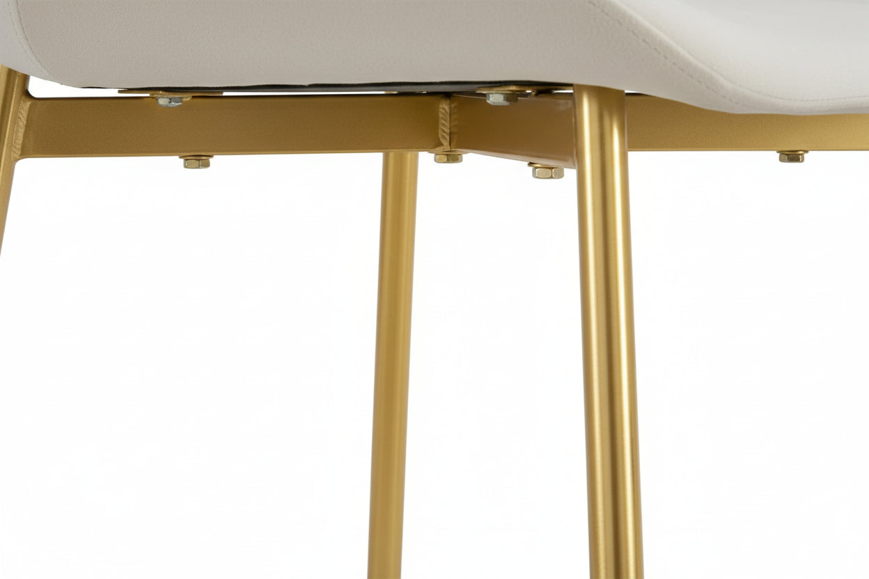 Lot 2 Chaises Salle à Manger Elen Velours Écru Pieds Gold