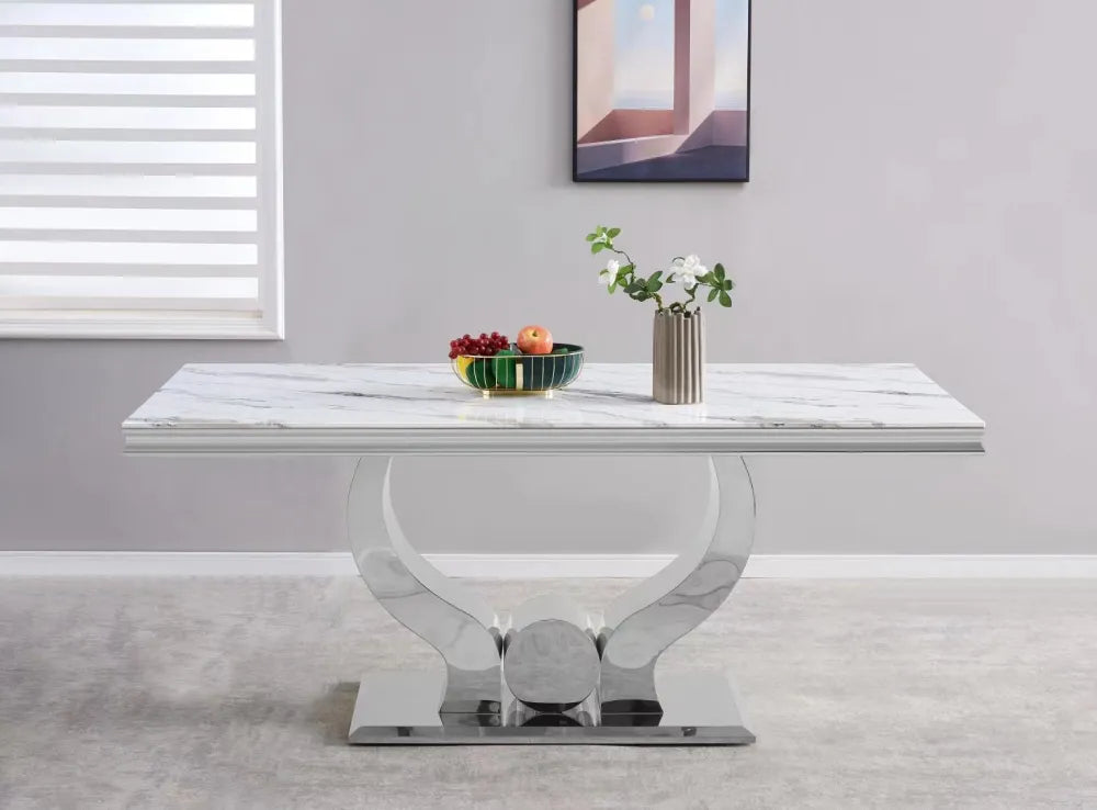 Table à Manger TROFY 180 cm effet marbré blanc