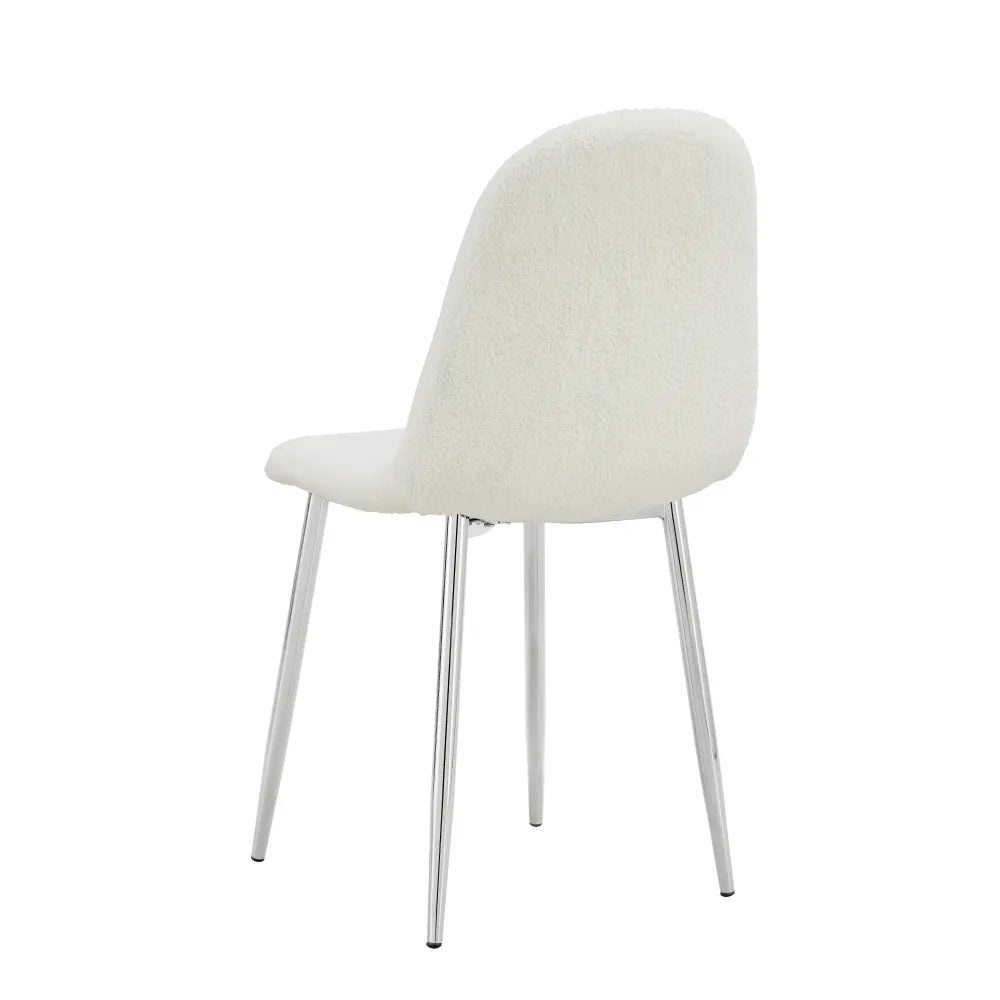 Lot de 4 Chaises Scandinaves Tissu Doudou Pieds Chrome 43,5x40x87cm