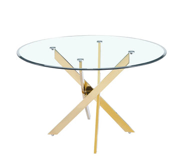 Table a manger ronde JESSICA Gold XXL 120 cm 4 couverts #couleur_transparent