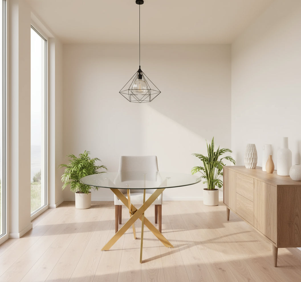 Table a manger ronde JESSICA Gold XXL 120 cm 4 couverts #couleur_transparent