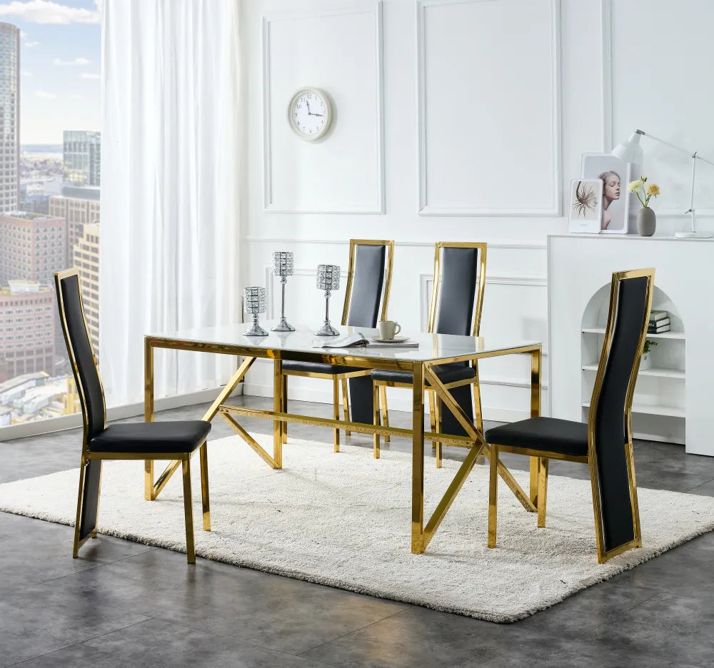 Lot de chaises Dana simili cuir contour Gold #couleur_noir