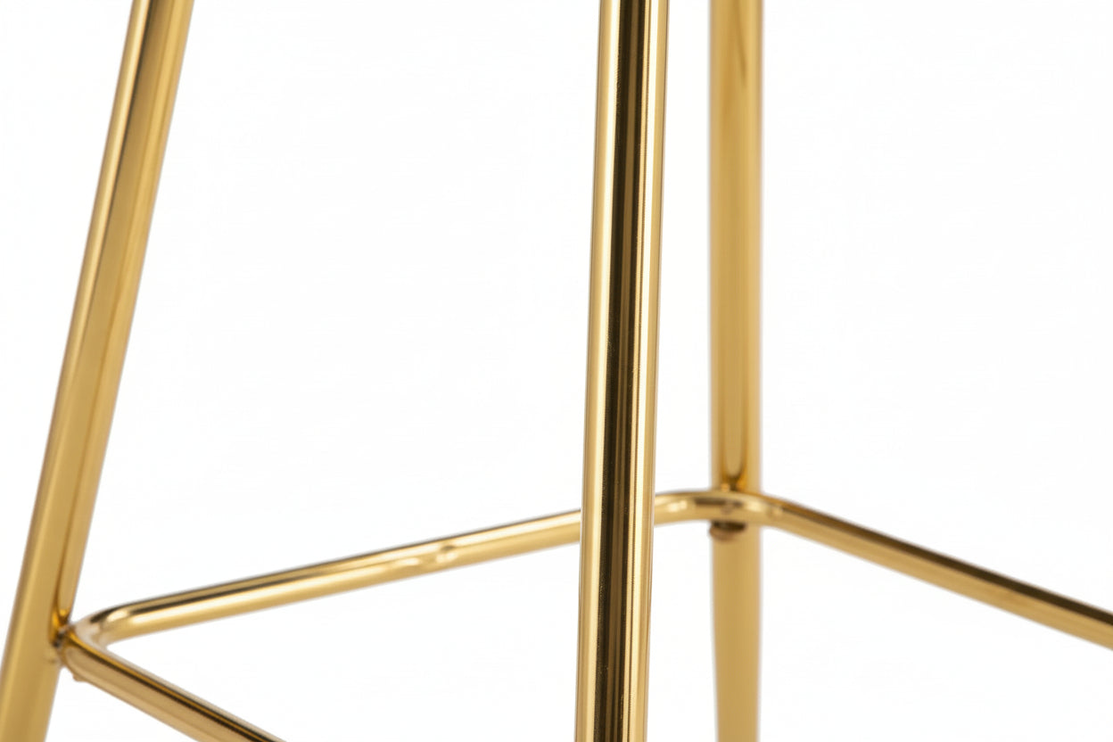 Lot 2 Tabourets de Bar Athena Velours Noir Pieds Gold 47x41x104cm