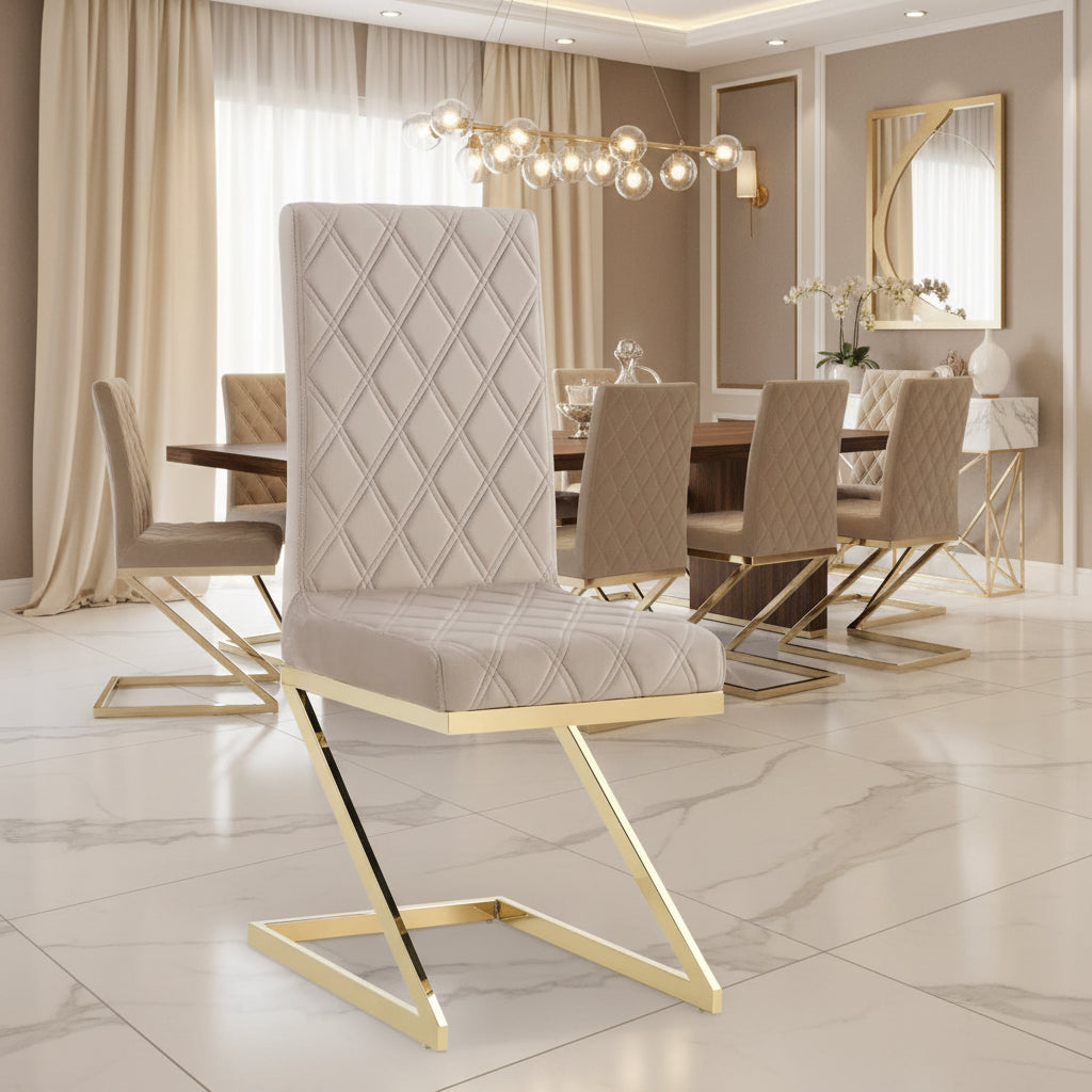Lot de 6 chaises COCOMAT Gold et velours - Moka