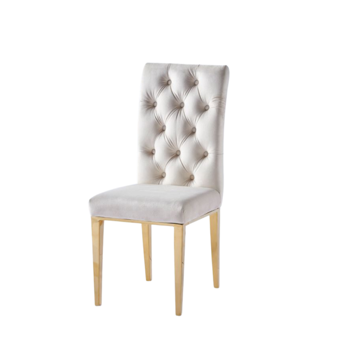 Lot de 2 chaises NEVADA capitonnés gold - Beige