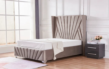 Lit 2 places 140x190 cm velours moka sommier intégré BONIFACIO