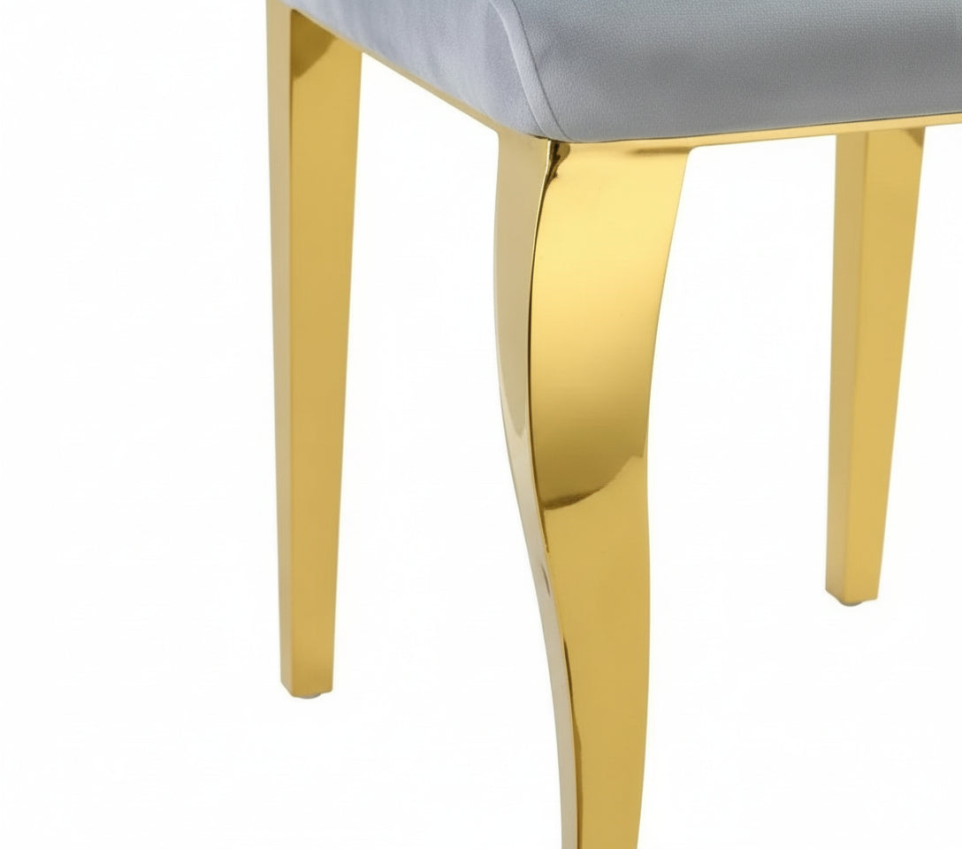 Lot de 6 Chaises baroque LOUIS Gold Velours Gris