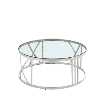 Table Basse ATMOS Chrome et plateau en verre - Transparent - 80cm