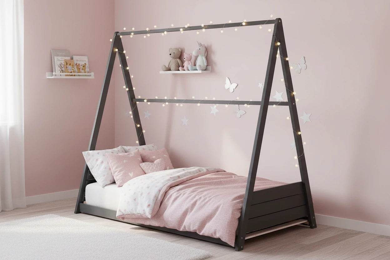Lit pour enfant Gris 90x190 cm TIPI