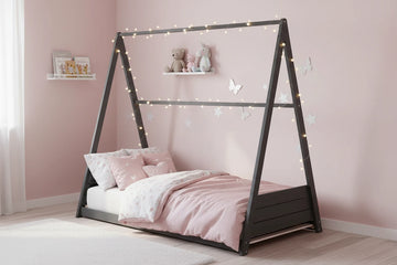 Lit pour enfant Gris 90x190 cm TIPI