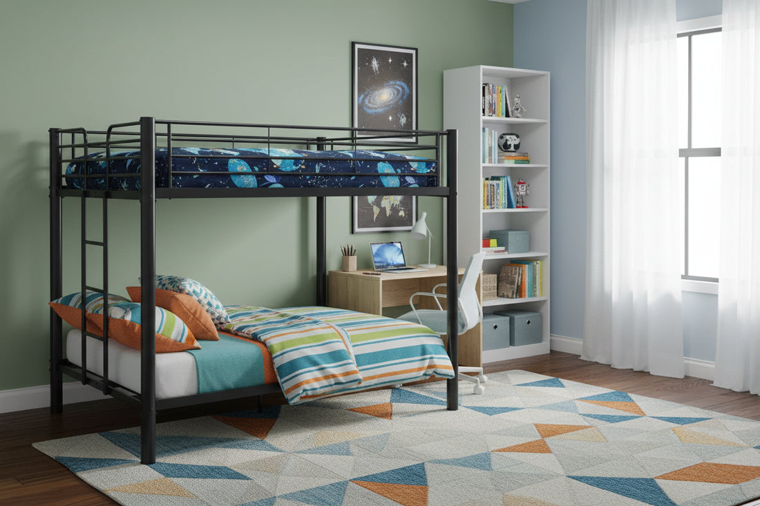 Lit superposé 4 places métal noir 2x140x190 cm COLOSSE