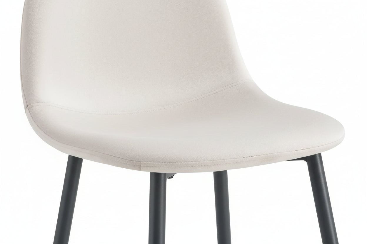 Lot de 2 tabourets de bar velours beige pieds métal noir 69 cm - SCANDINAVE