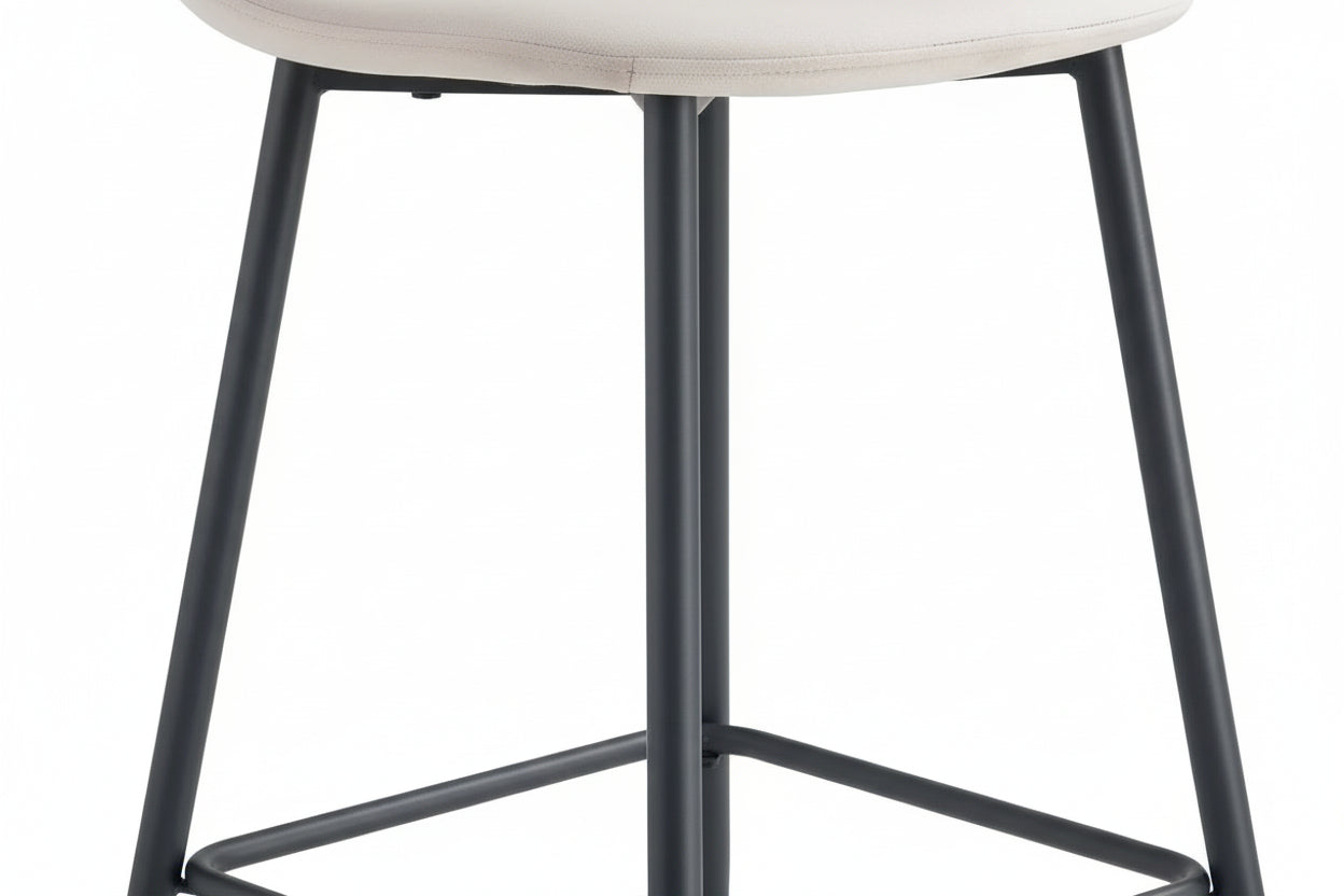 Lot de 2 tabourets de bar velours beige pieds métal noir 69 cm - SCANDINAVE