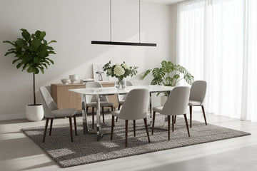 Table à manger plateau granite marbré blanc 180x90 cm – GOSSIP