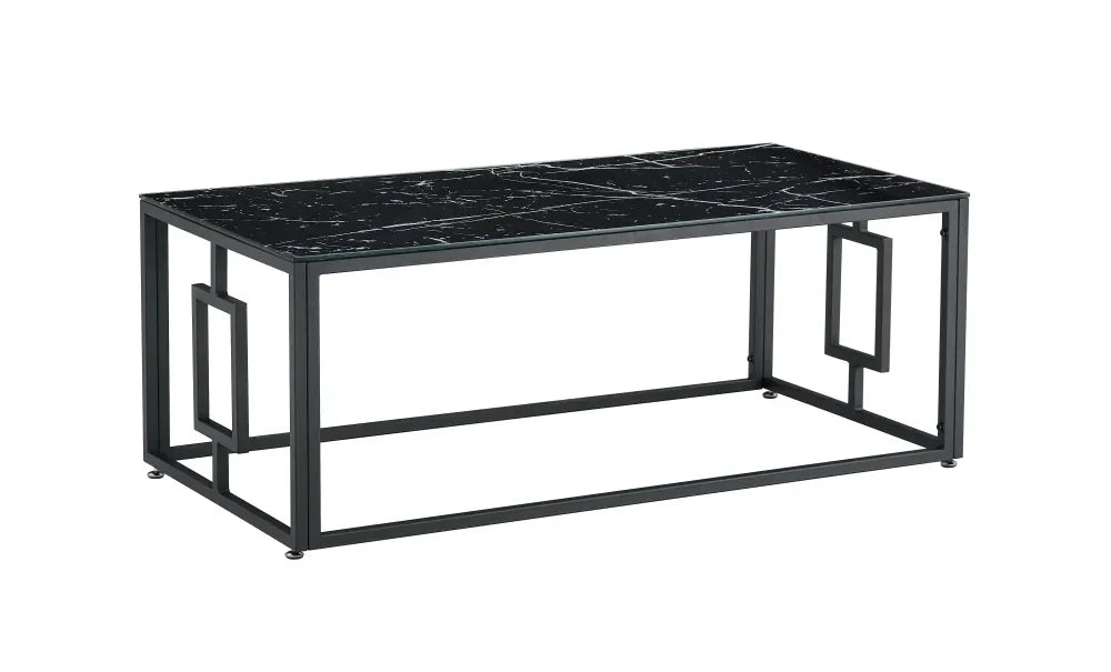 Table basse SOPHIE  pieds en métal noir 120 cm - Marbré noir