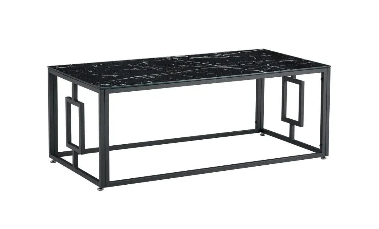 Table basse SOPHIE  pieds en métal noir 120 cm - Marbré noir