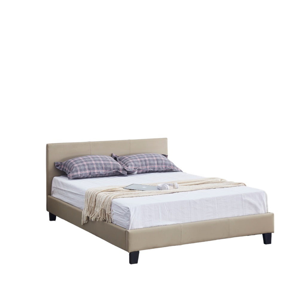 Lit 2 places MELBOURNE simili cuir TAUPE 160x200 cm avec sommier intégré