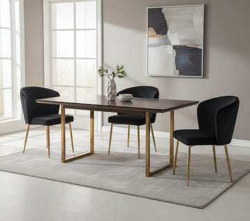 Lot de 4 chaises moderne DIANA gold velours noir