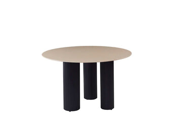 Table repas ANAIS pieds noir plateau céramique 120 cm #couleur_beige