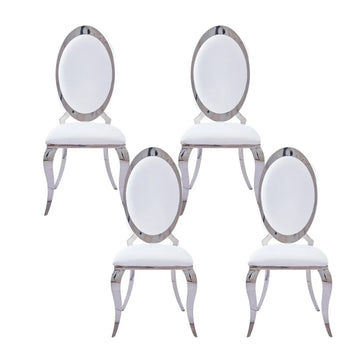 Lot de 4 chaises ANGEL baroque Chrome simili cuir blanc
