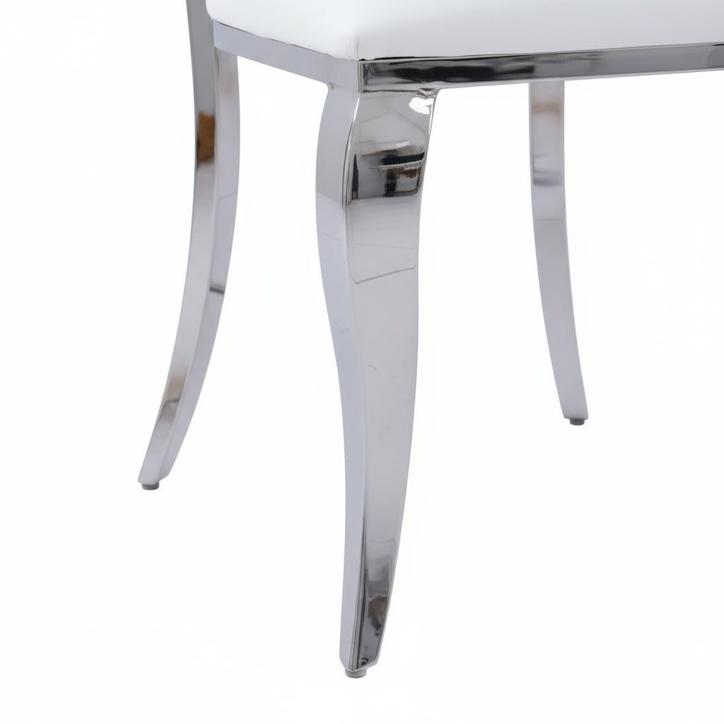 Lot de 4 chaises ANGEL baroque Chrome simili cuir blanc