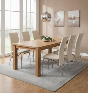 Lot de 6 chaises DUNA chrome velours beige